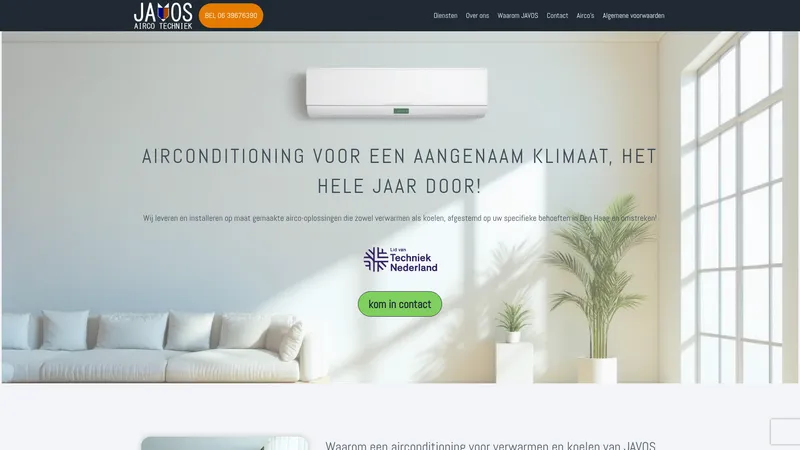 Website van Javos airco techniek