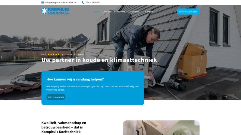Website van Kamphuis Koeltechniek BV