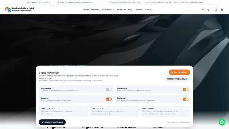 Website van Kiso Installatietechniek
