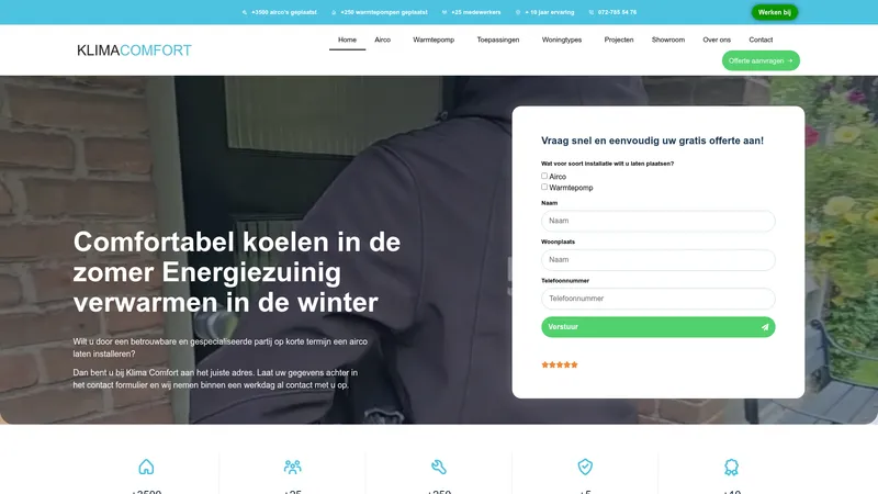 Website van Klima Comfort