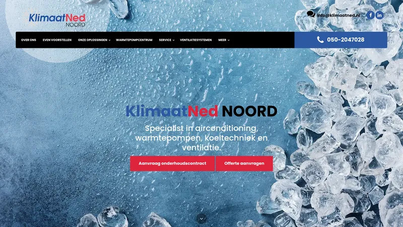 Website van KlimaatNed Noord B.V.