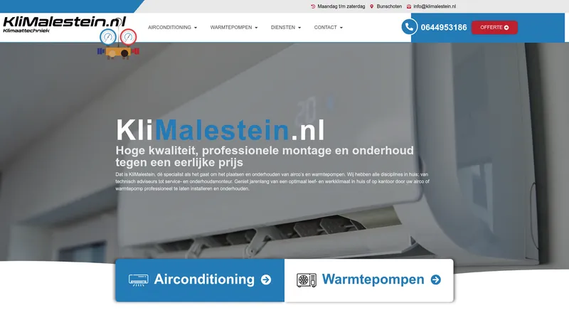 Website van KliMalestein Bv