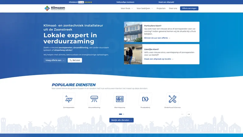Website van Klimazon | Klimaat- en zontechniek installateur