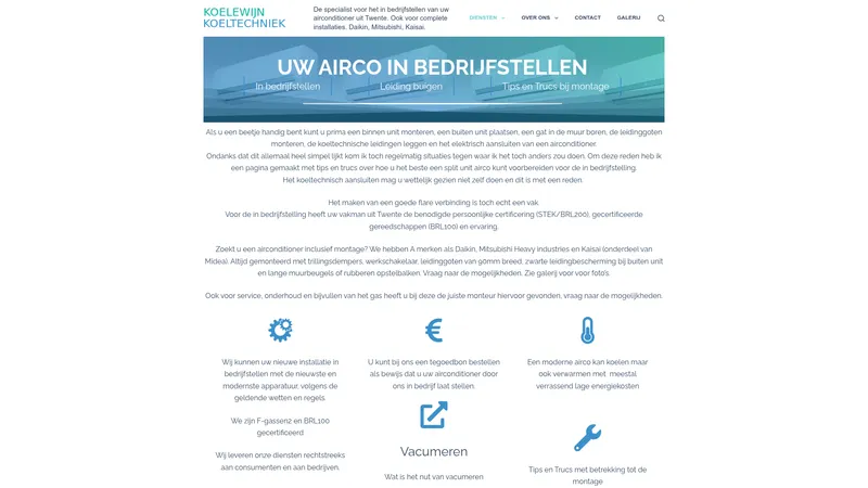 Website van Koelewijn Koeltechniek