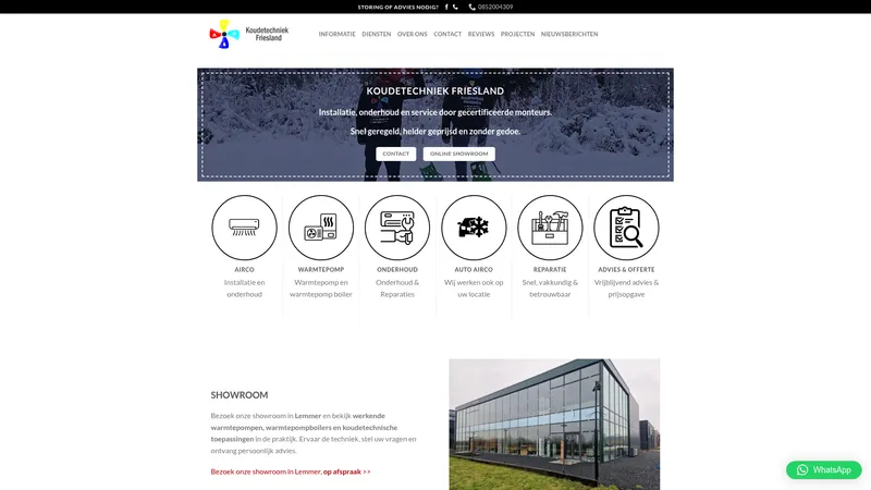 Website van Koudetechniek Friesland