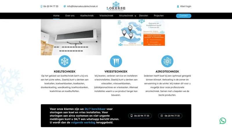 Website van Lokerse Koudetechniek BV