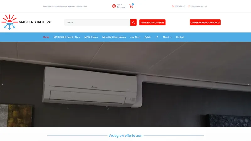 Website van Master Airco Wf