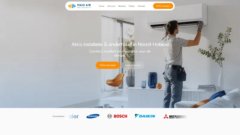 Website van Maxi Air koeltechniek