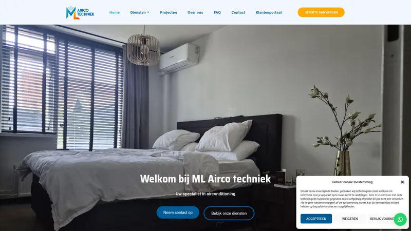 Website van ML Airco Techniek