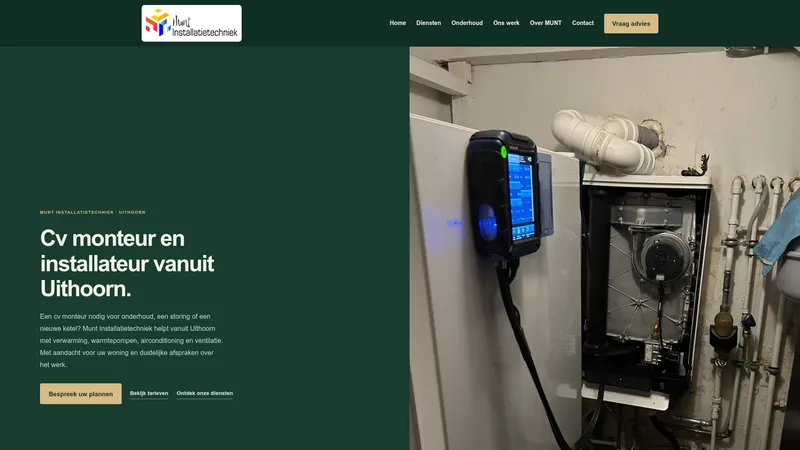 Website van Munt Installatietechniek