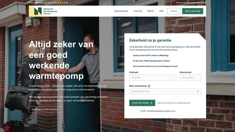 Website van Nationale Warmtepomp Service