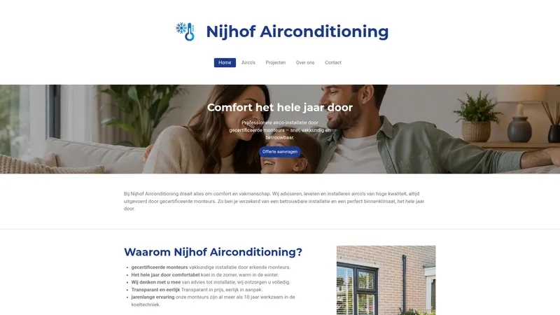 Website van Nijhof Airconditioning