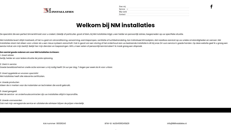 Website van NM Installaties