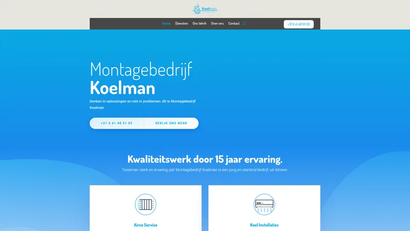 Website van Onderhoud- en Montagebedrijf Koelman