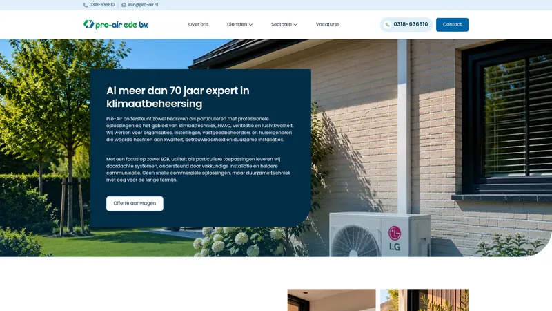 Website van Pro-Air Ede