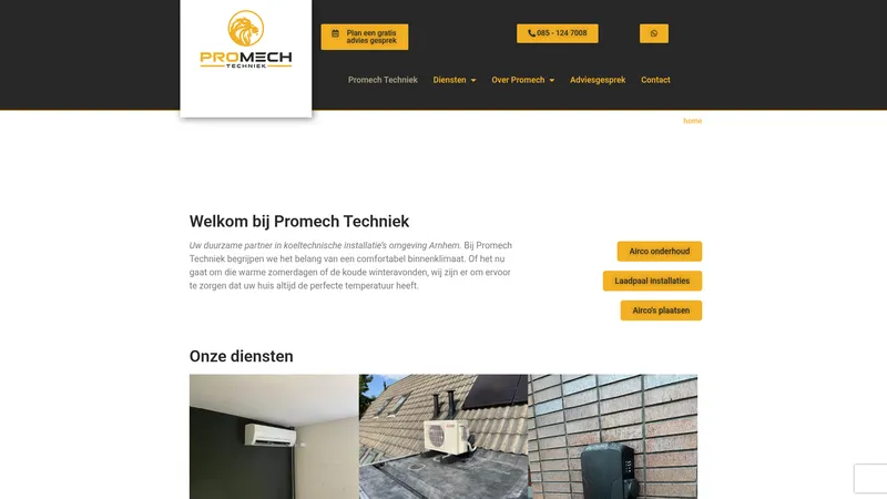 Website van Promech techniek - Airco installatie in Arnhem