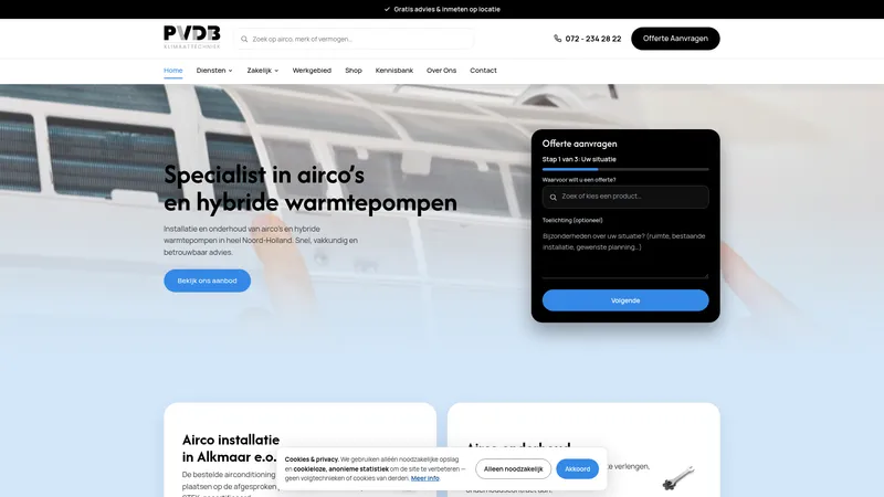 Website van PvdB klimaattechniek