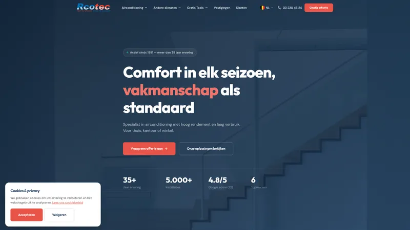 Website van R-cotec - Airconditoning voor woning en bedrijf