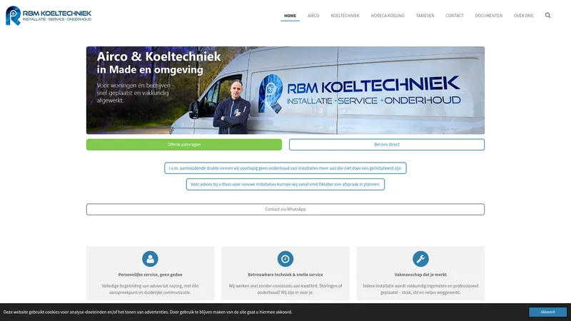 Website van RBM Koeltechniek