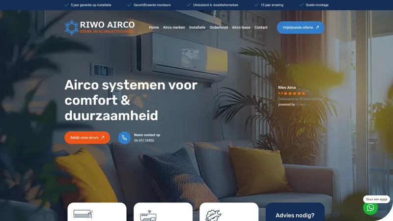 Website van Riwo Airco
