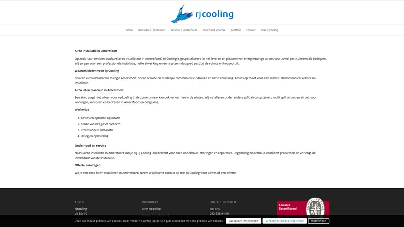 Website van Rjcooling Hoogland