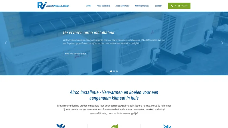 Website van RVI Airco Installaties