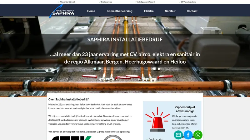 Website van Saphira Installatie