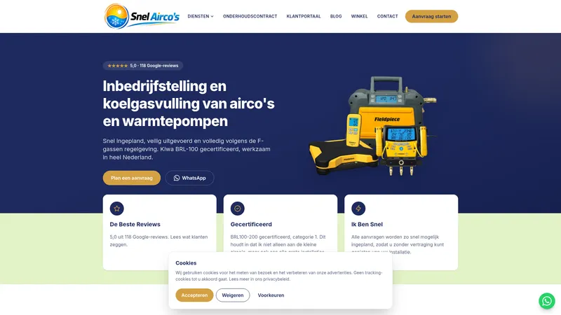 Website van Snel Airco's