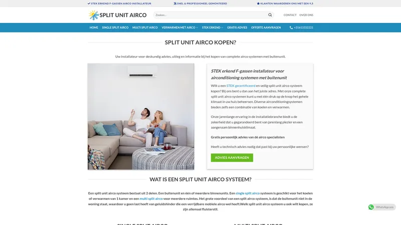 Website van Split Unit Airco