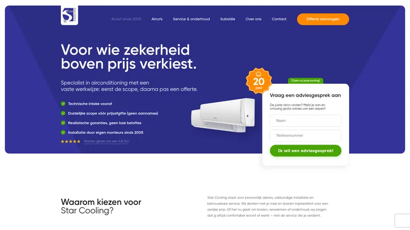 Website van Starcooling Service BV