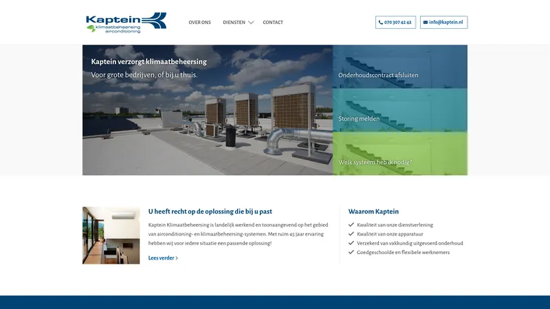 Website van Technisch Buro Kaptein BV