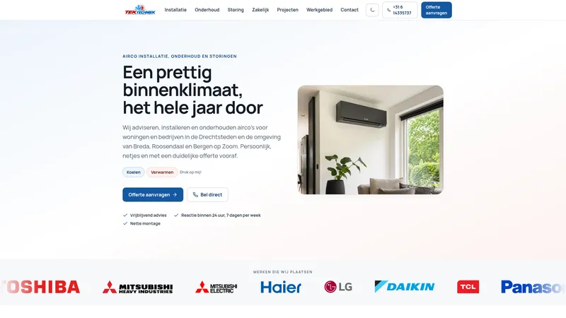 Website van Tek Techniek