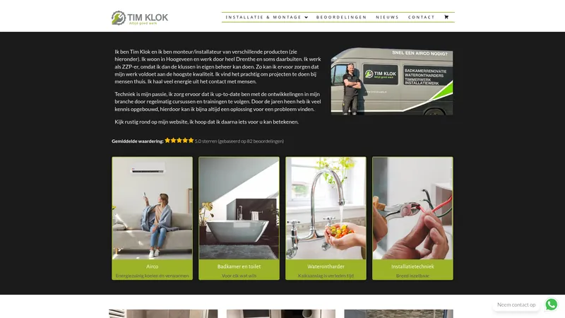 Website van Tim Klok Installateur