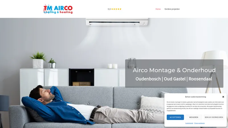 Website van TM Airco B.V.