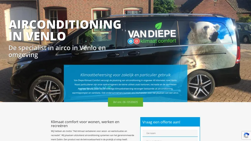 Website van Van Diepe Klimaat Comfort