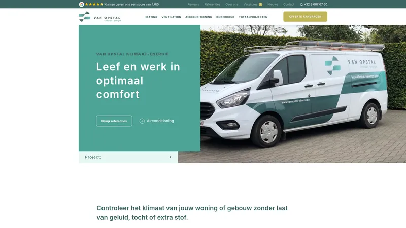 Website van Van Opstal Klimaat- Energie