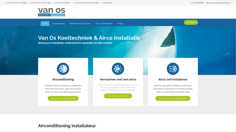 Website van Van Os Koeltechniek en Airco Installatie
