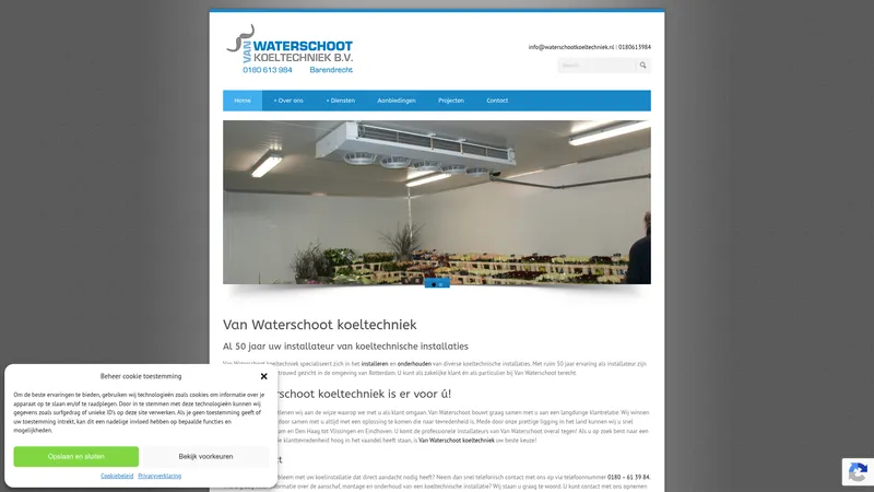 Website van Van Waterschoot Koeltechniek B.V.