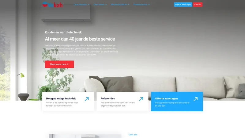 Website van Vekah B.V. - specialist in warmtepompen, airconditioning en koeltechniek