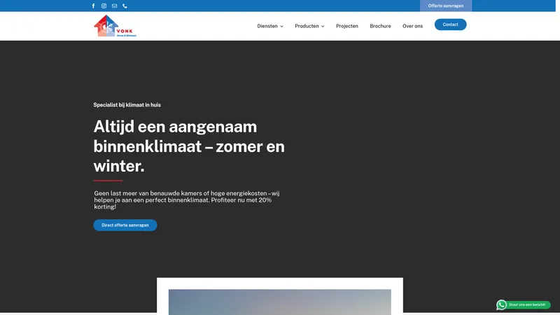 Website van Vonk Airco&Klimaat