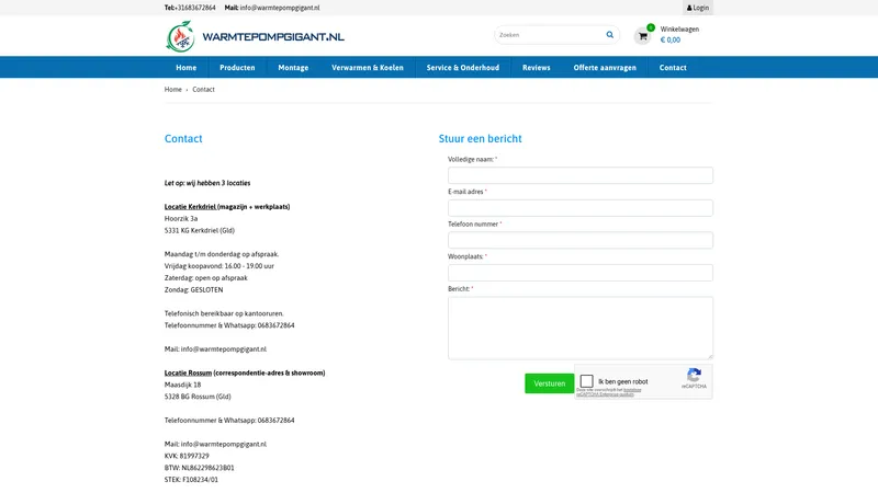 Website van Warmtepomp Gigant