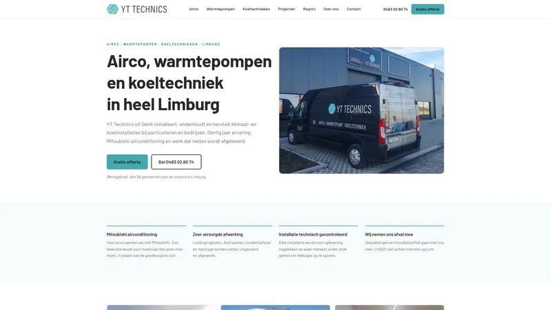 Website van YT Technics | Airco Warmtepomp Koeltechniek