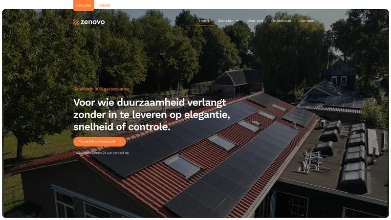 Website van Zenovo B.V.